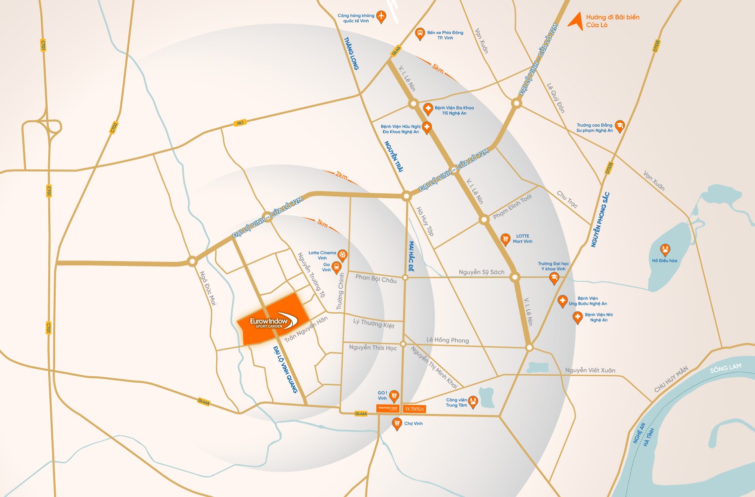 Vị trí Khu đô thị Eurowindow Sport Garden Thành Vinh Nghệ An